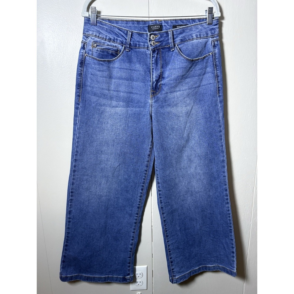Curve Appeal High Rise Wide Leg Jeans Women's 10/30 Blue Coastal 90s Casual